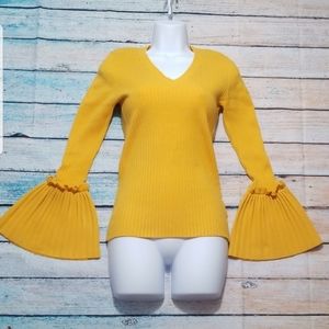 Michael Kors Ribbed Taxi Yellow Pullover Sweater